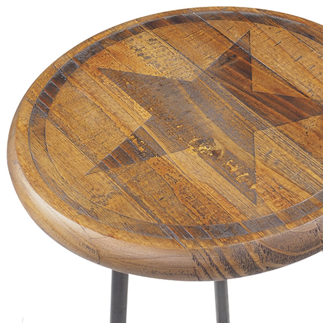 banqueta wire rustic brown grafite detalhe