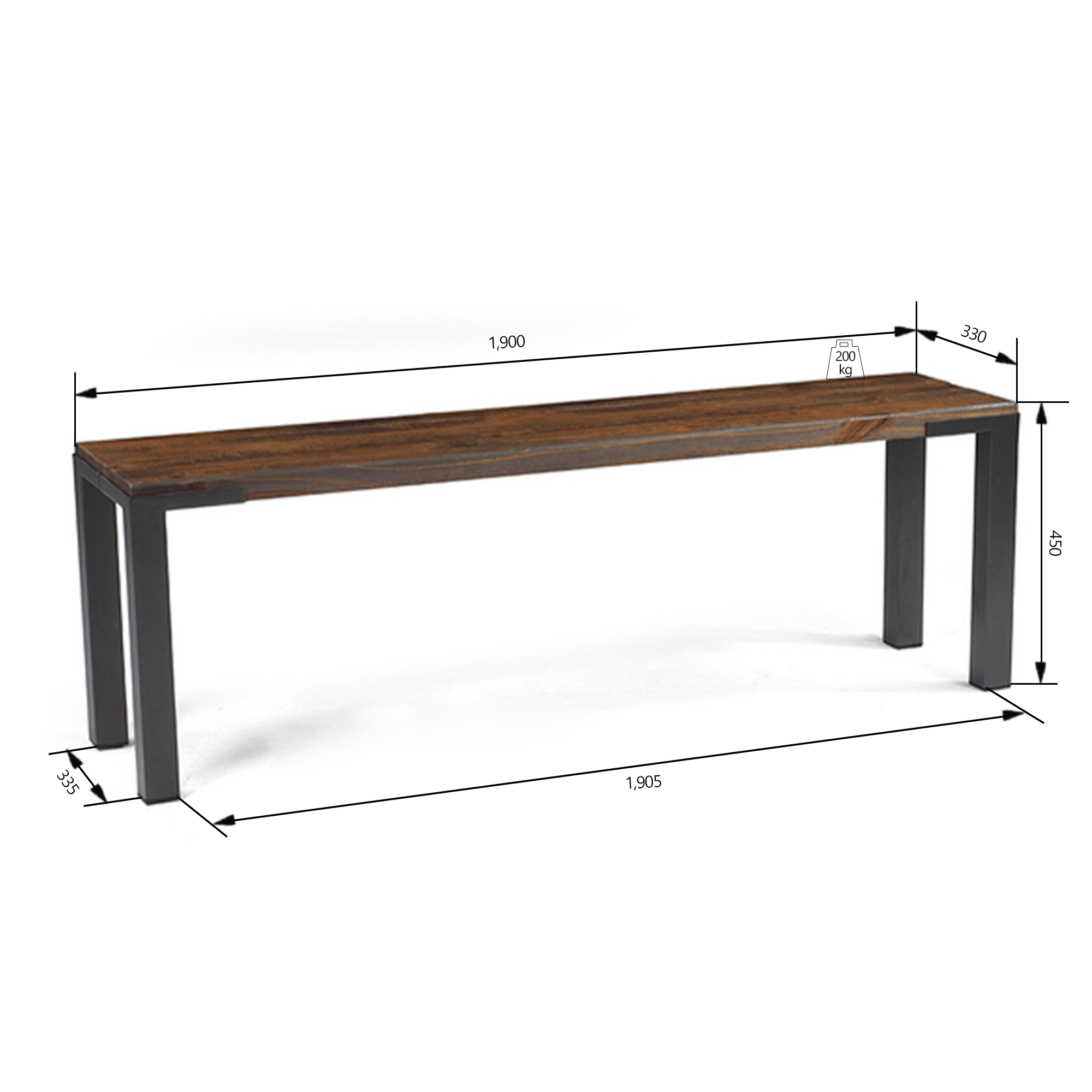 02 banco rustico de madeira macica kemp grafite driftwood