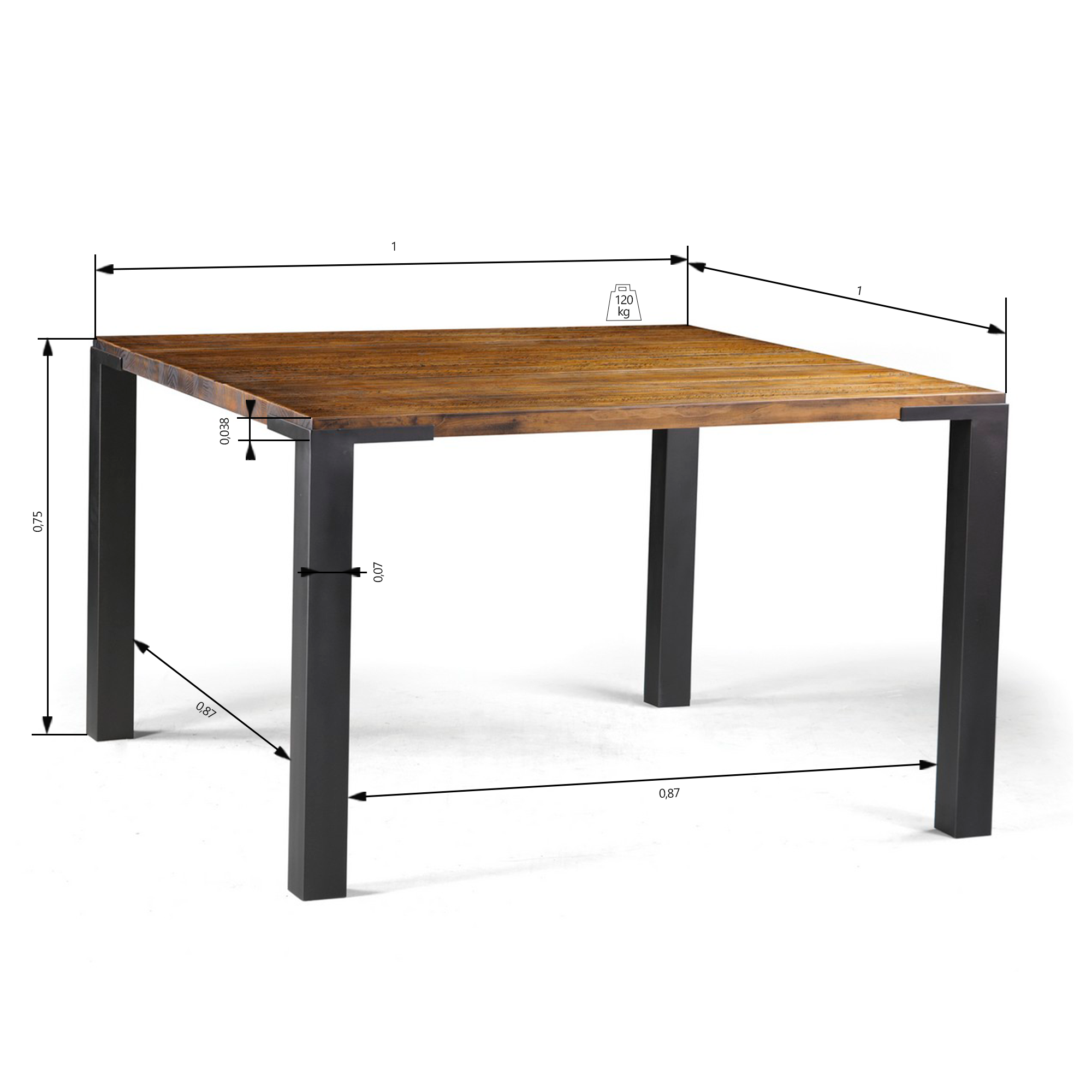 02 mesa de jantar de madeira macica kemp quadrada grafite rustic brown