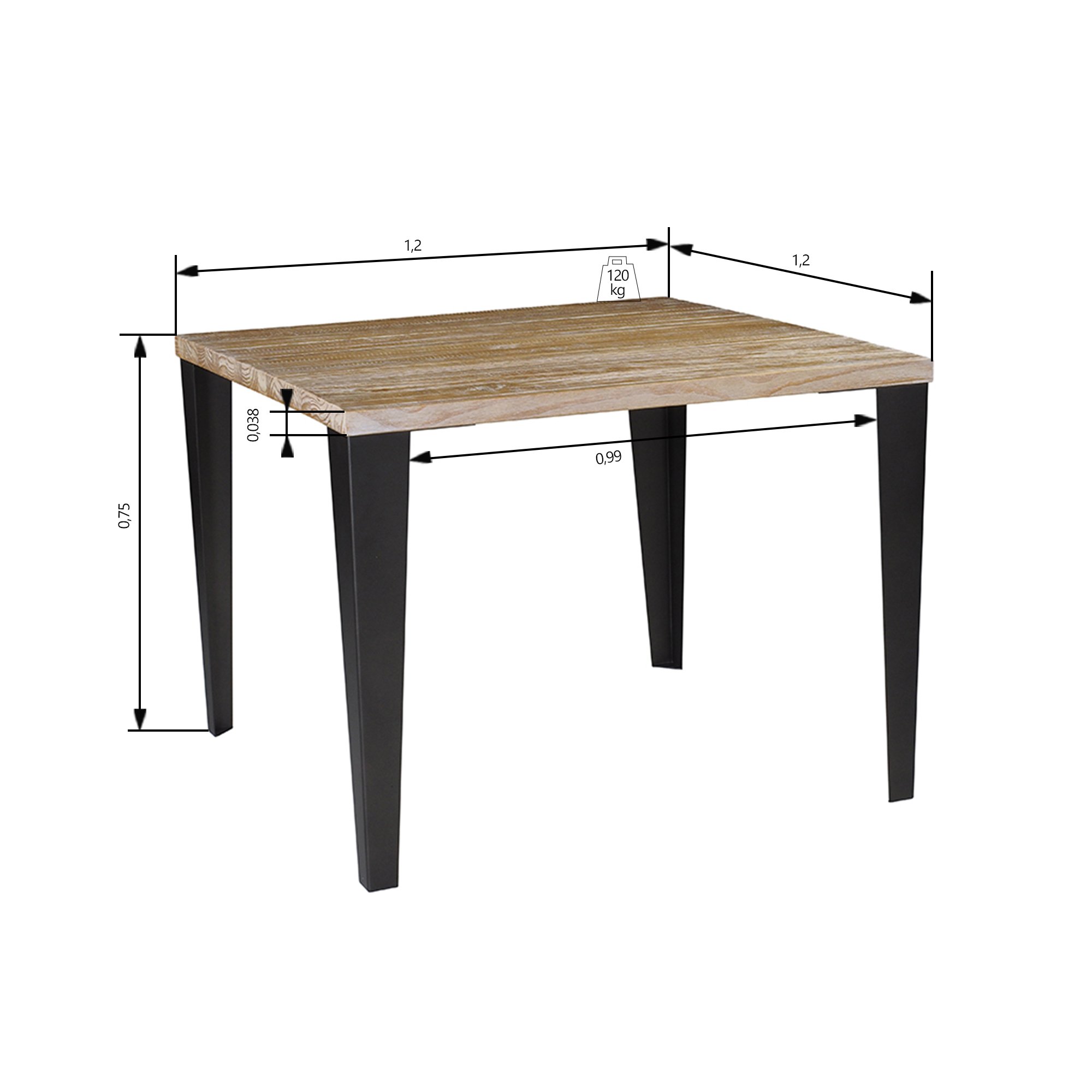 02 mesa de jantar de madeira macica hall quadrada grafite driftwood