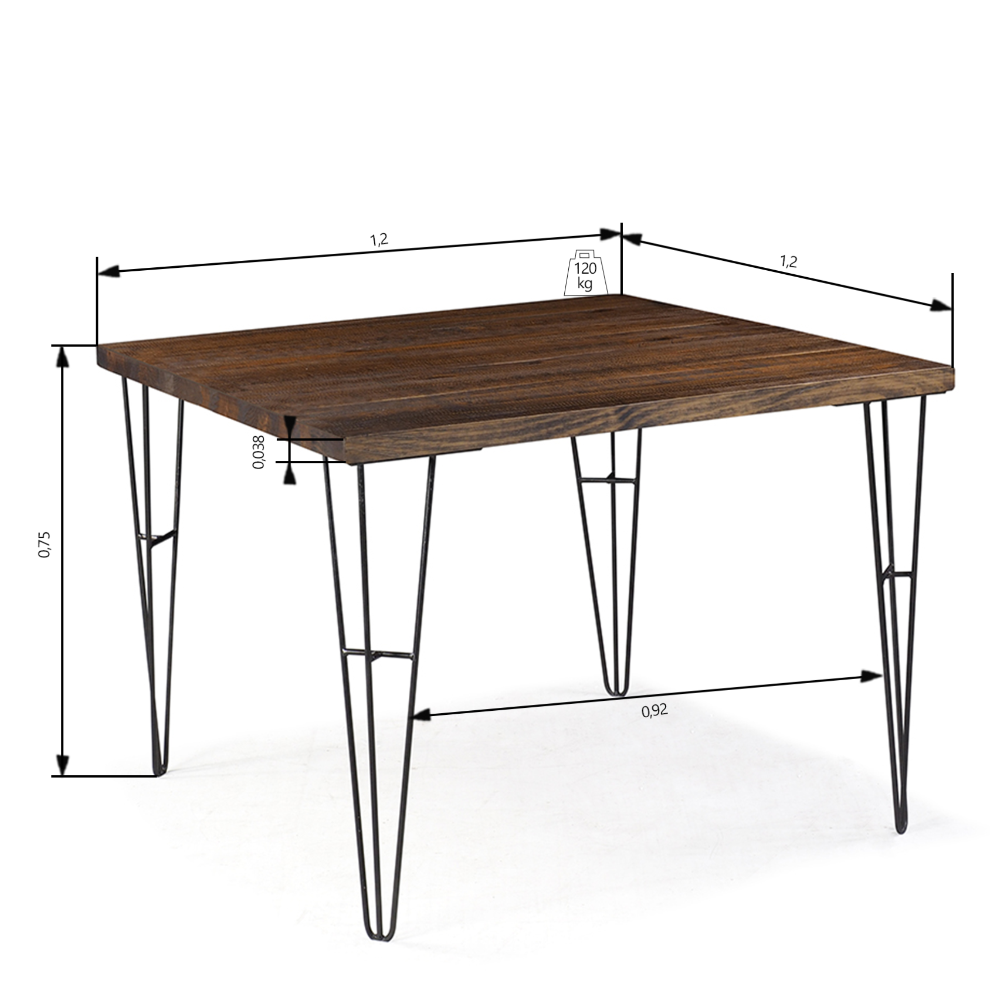 05 mesa de jantar de madeira macica pin quadrada grafite driftwood