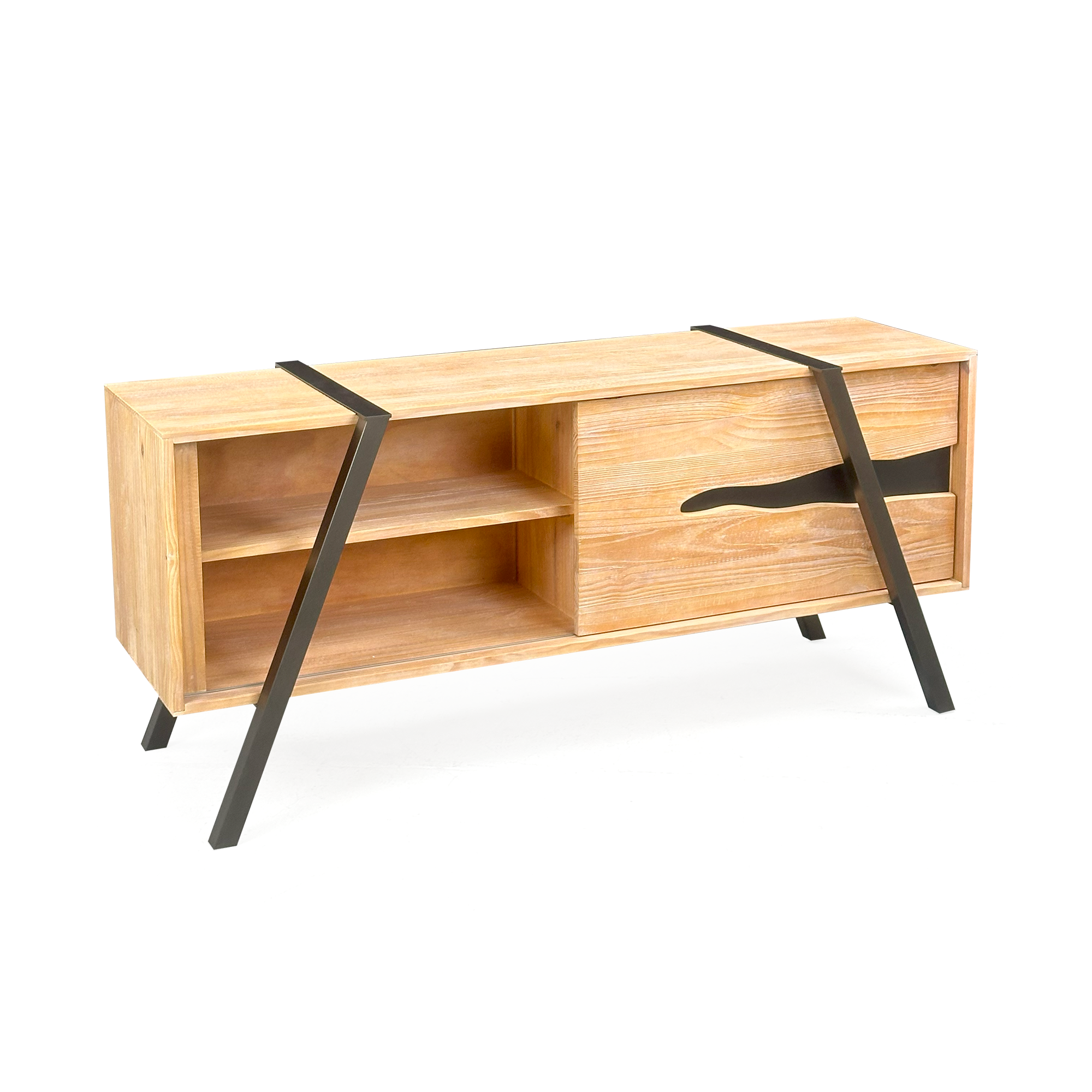 01 rack de madeira macica soho 1 porta grafite marrom claro 75 altura x 167 5 largura x 53 5 profundidade