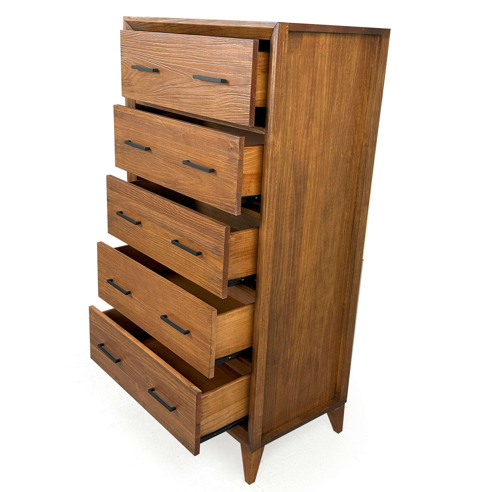 02 comoda de madeira macica logan 5 gavetas light oak 146 altura x 80 5 largura x 46 profundidade