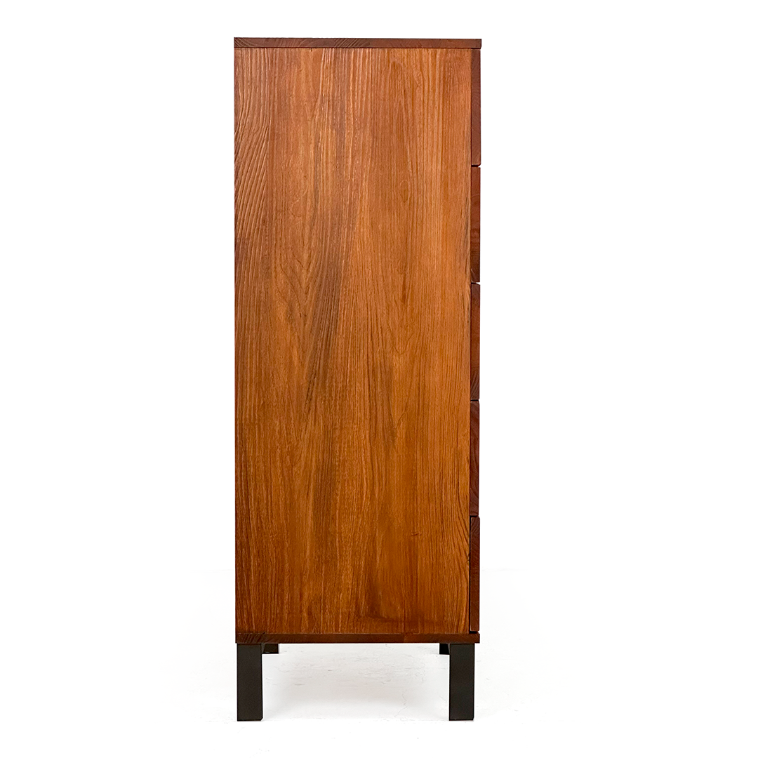 02 comoda de madeira macica carbon 5 gavetas