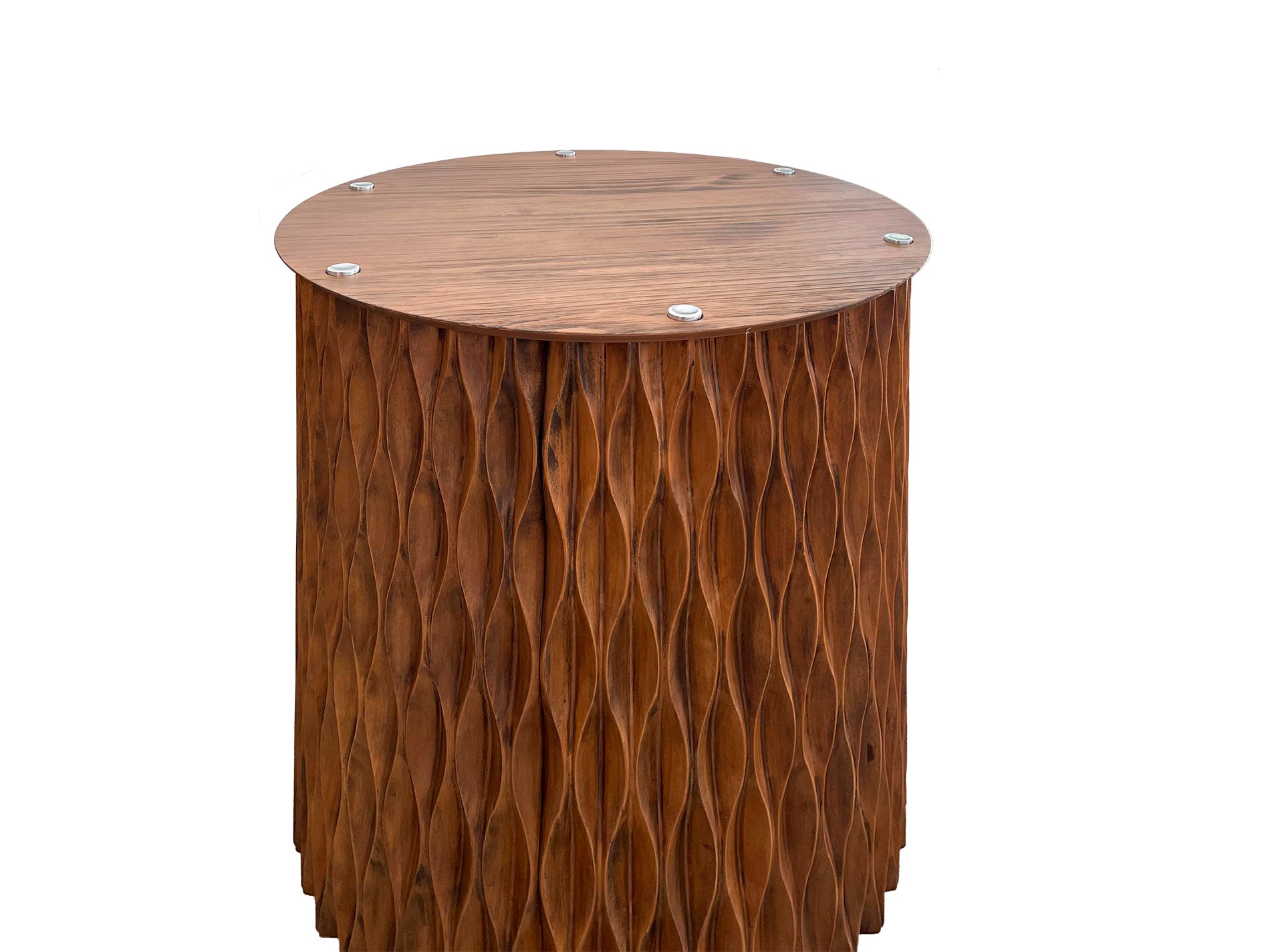 02 base de mesa de centro de madeira macica s vidro aura nogueira escovado 71 altura x 60 largura x 60 profundidade