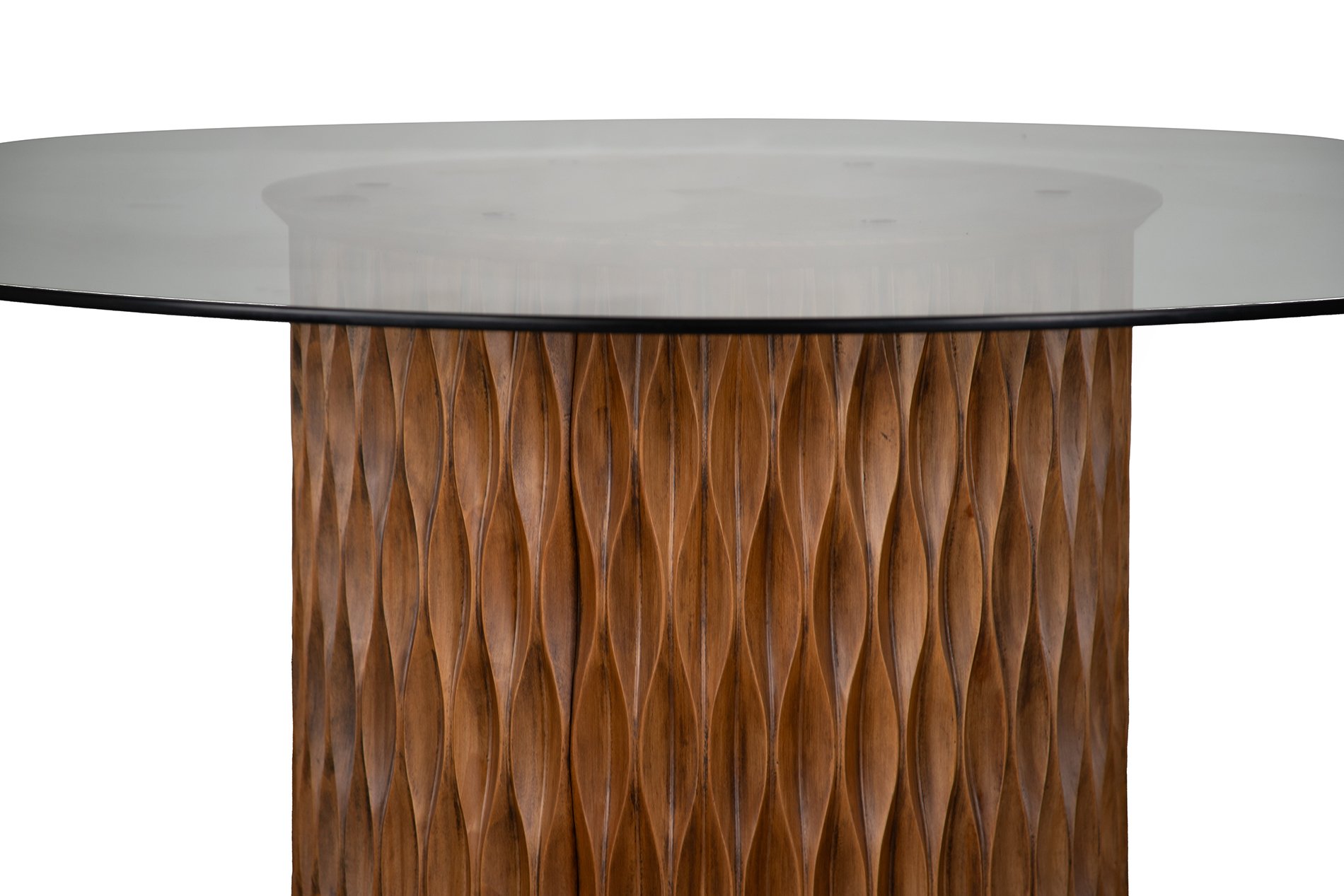 03 base de mesa de centro de madeira macica s vidro aura nogueira escovado 71 altura x 60 largura x 60 profundidade