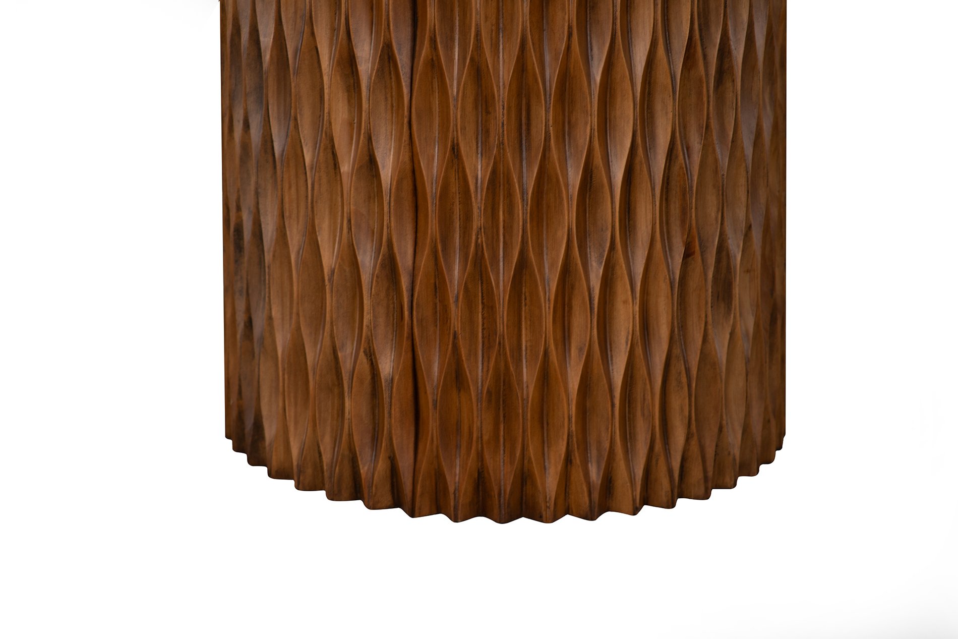 04 base de mesa de centro de madeira macica s vidro aura nogueira escovado 71 altura x 60 largura x 60 profundidade