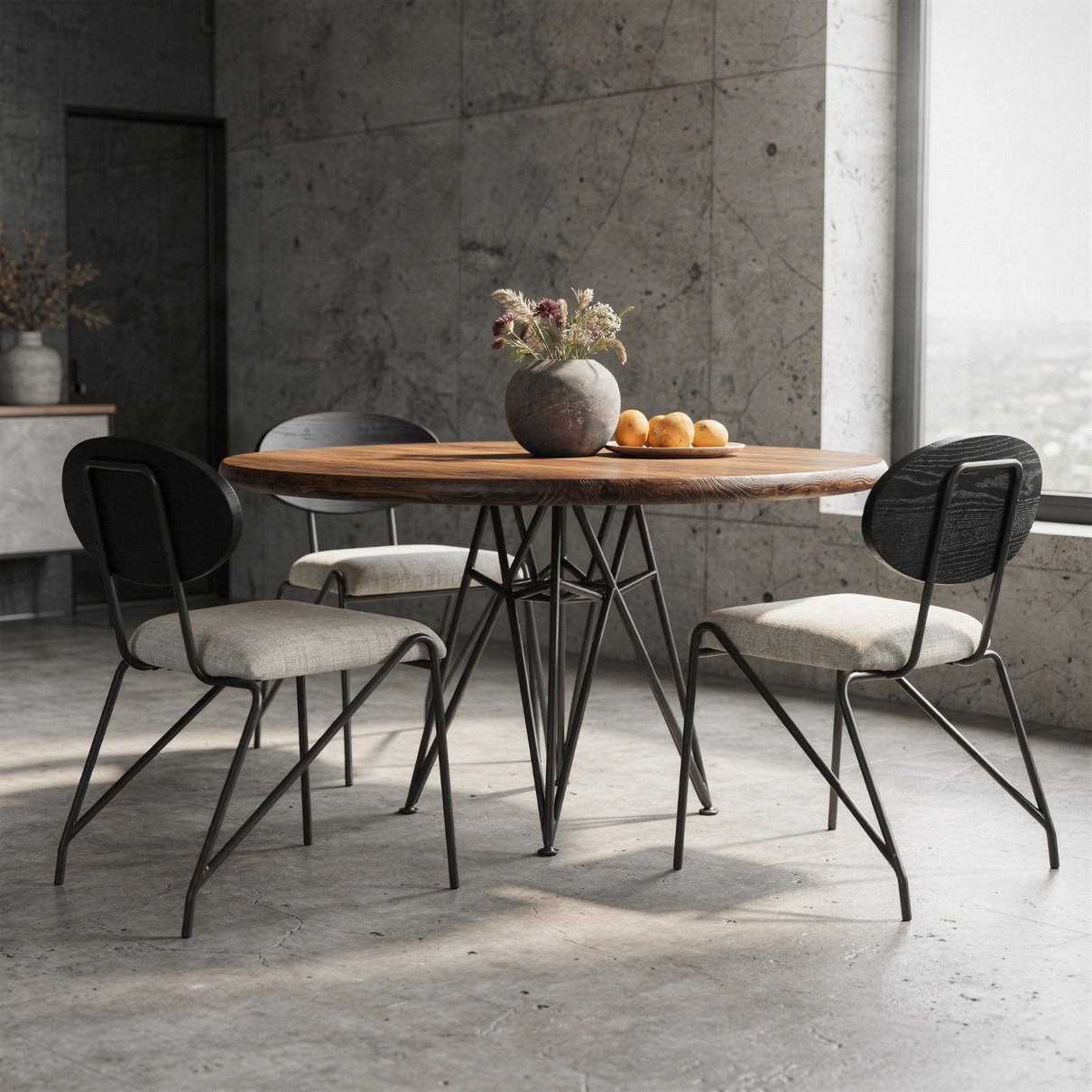 Conjunto Mesa de Jantar Newport 4 Cadeiras Amber em Madeira Maciça em ambiente