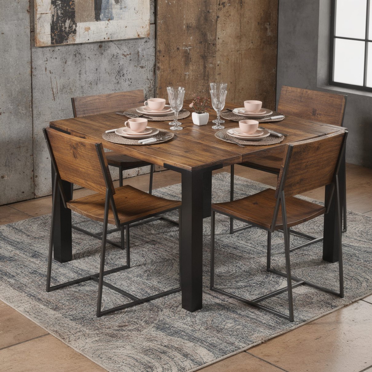 Conjunto Mesa de Jantar Kemp e 4 Cadeiras Dexter