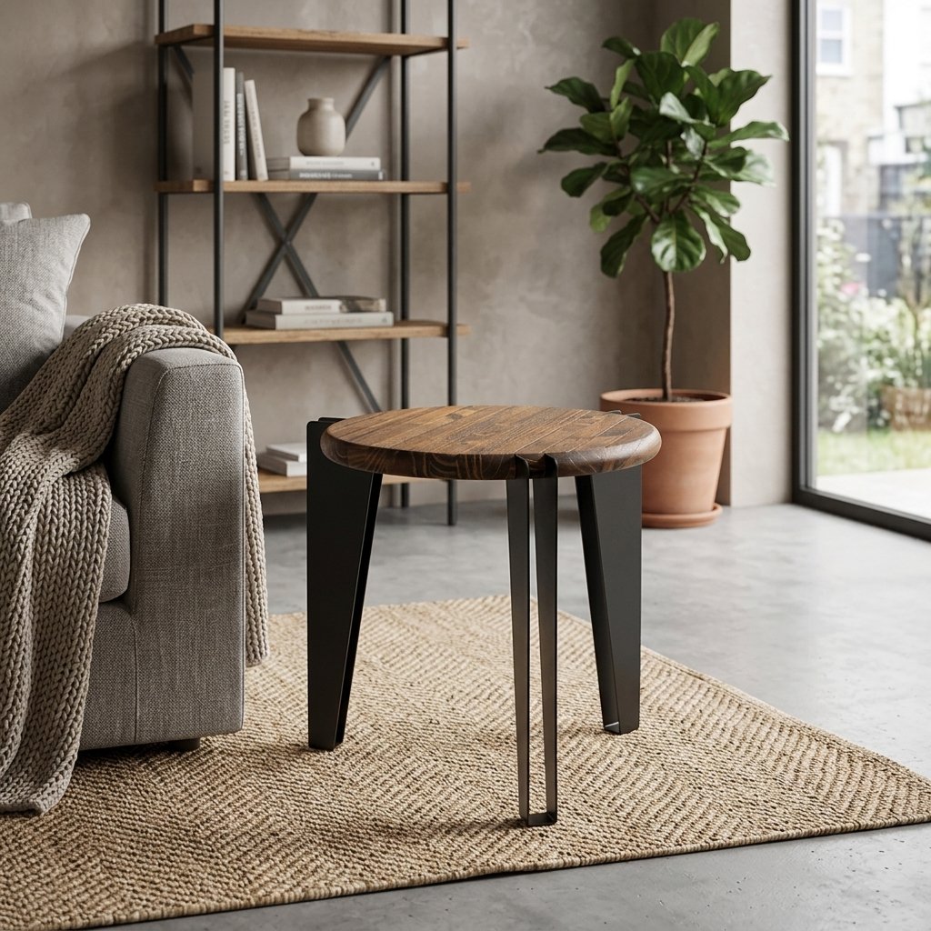 Mesa lateral rústica flip em ambiente