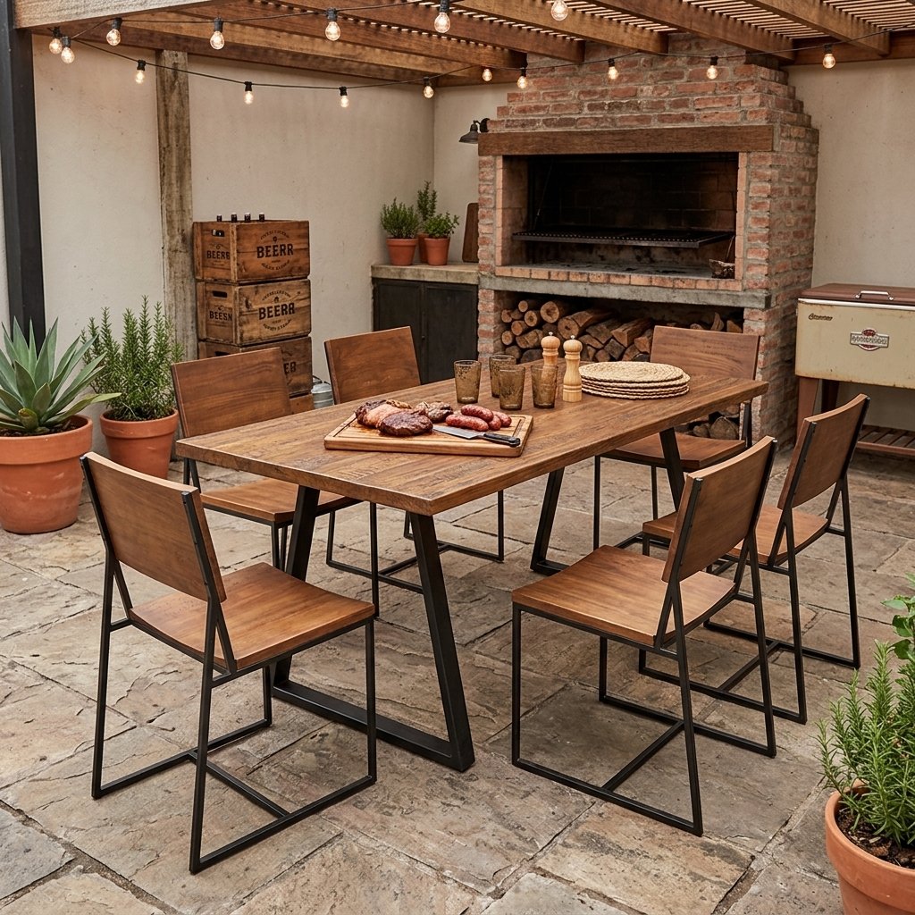 Mesa Indiana com cadeiras em estilo contemporâneo