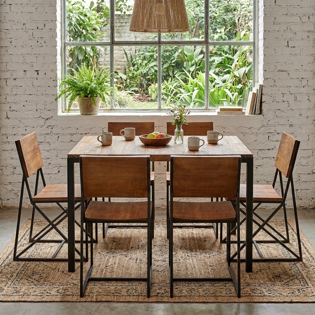 Mesa de jantar kemp light quadrada - vista frontal