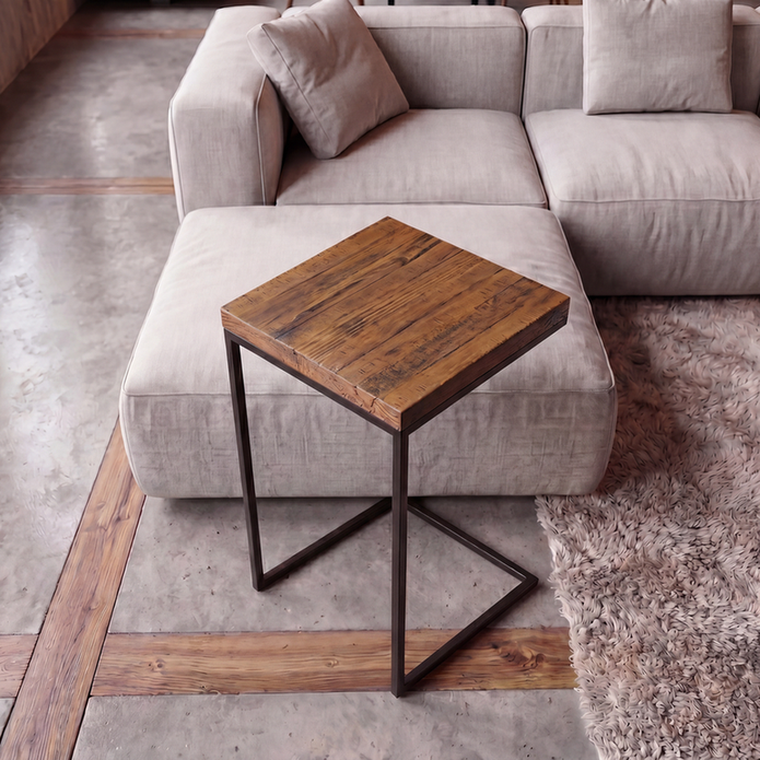 Mesa de apoio Bend em ambiente com móveis