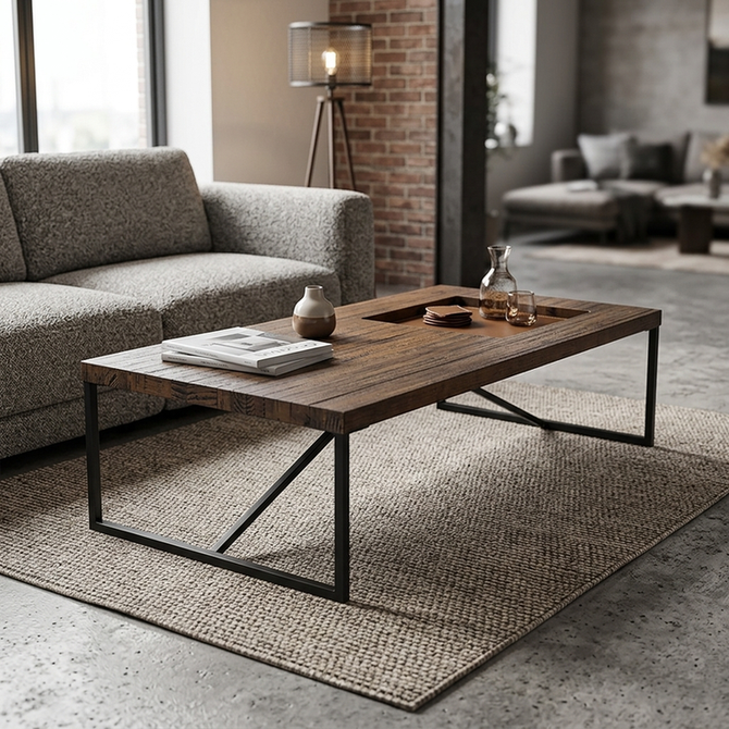 Mesa de centro Thai em madeira maciça com estilo minimalista